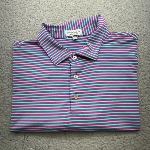 Peter Millar Polo Shirt Men 2XL XXL Blue Purple NBC Performance Summer Golf - Picture 1 of 13